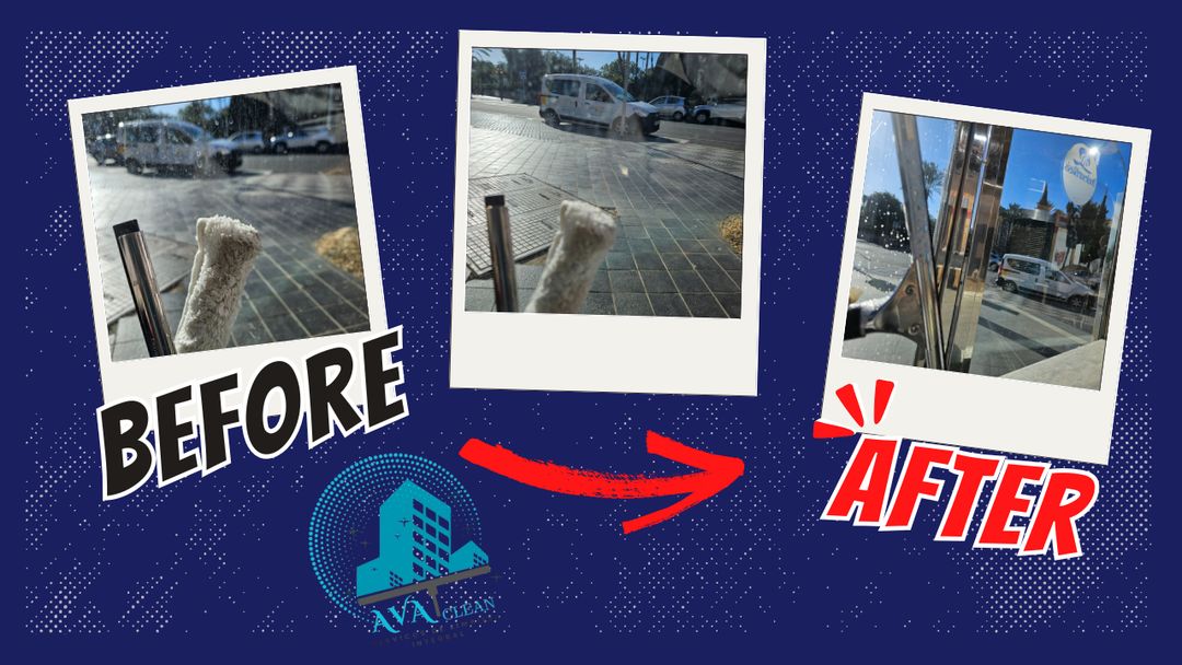 Antes y después de la limpieza del escaparate de un comercio