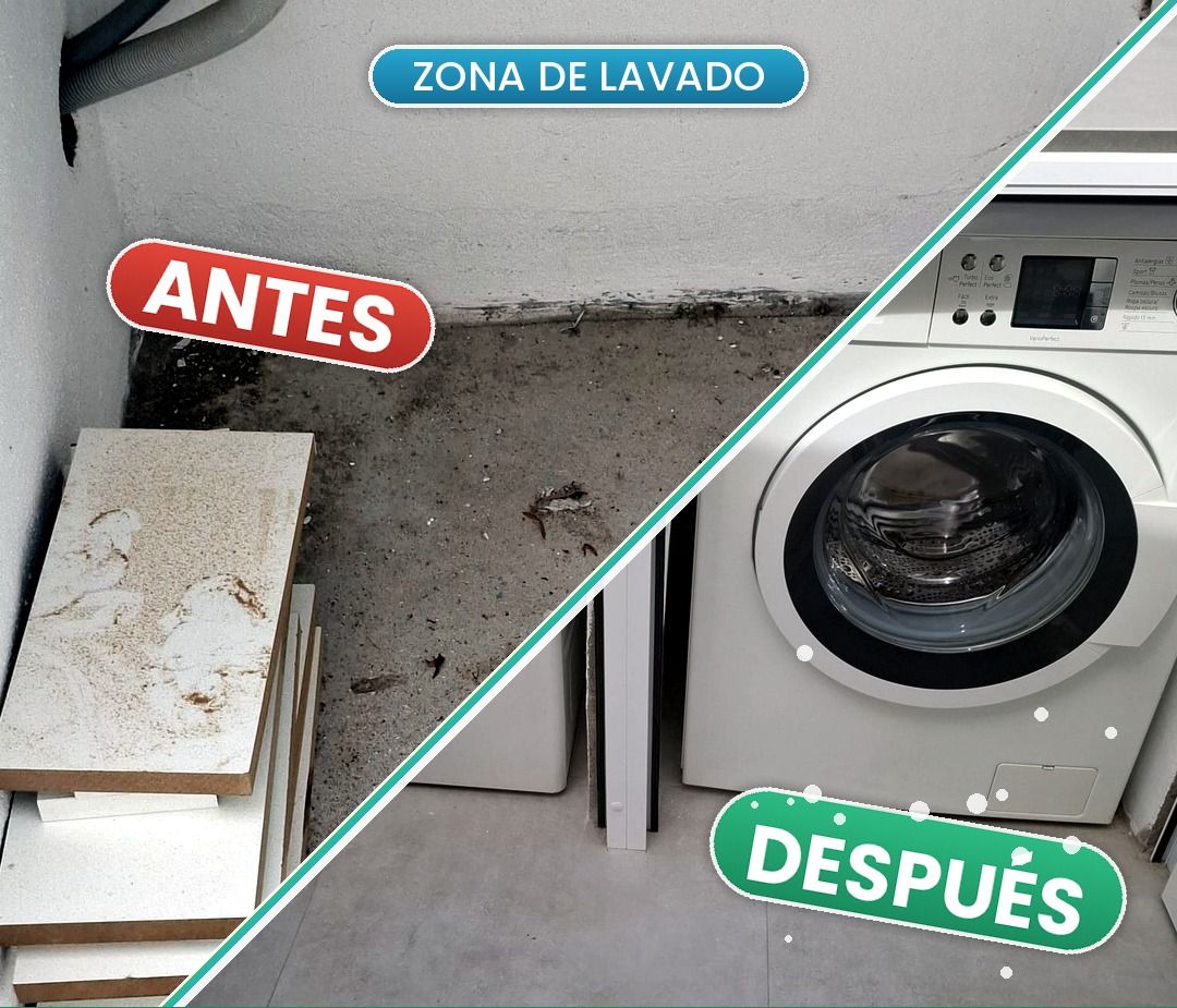 Antes y después de la limpieza de una zona de lavado